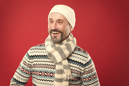 man wearing cashmere hat and scarves