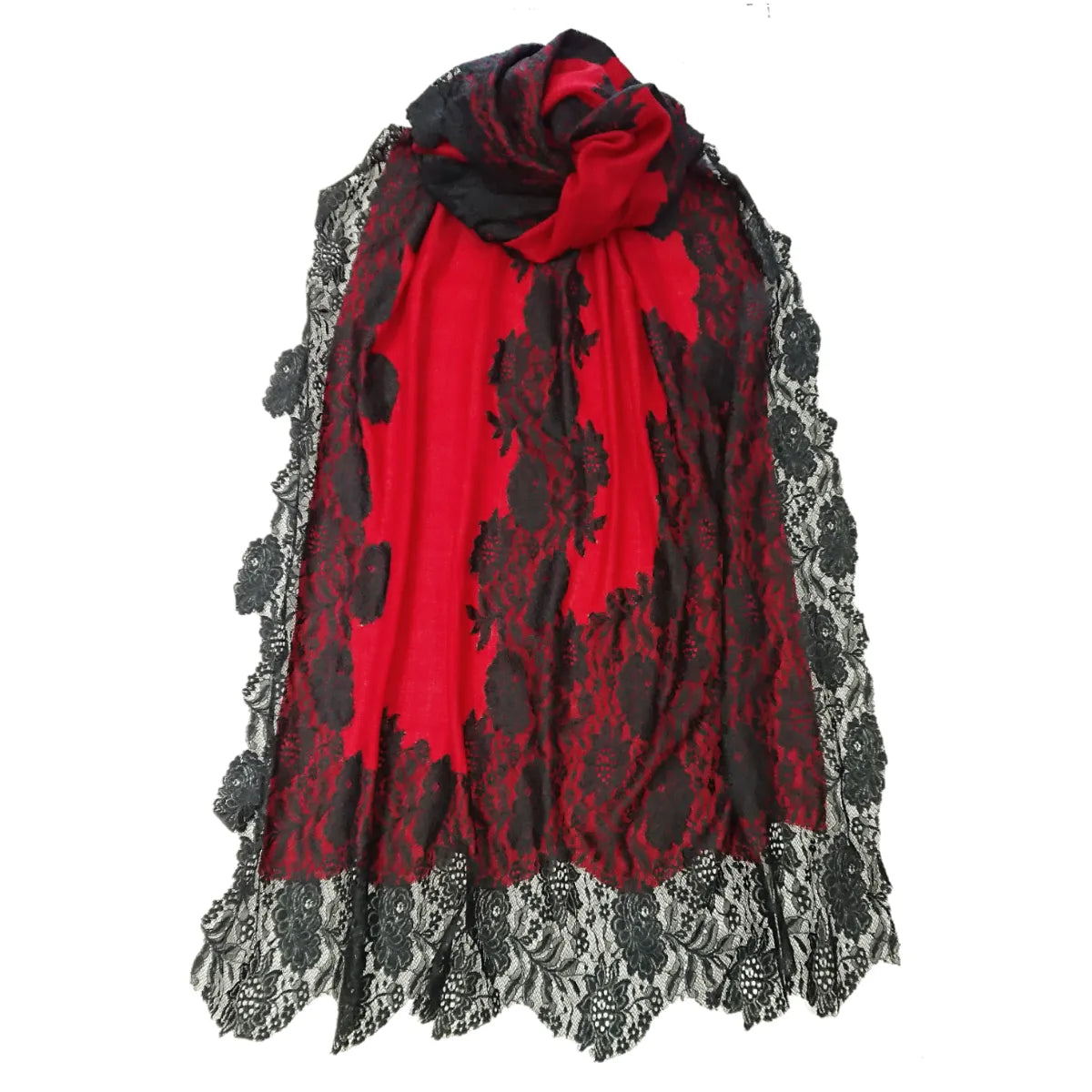 Black Lace Pure Pashmina Cashmere Shawl - TCG London