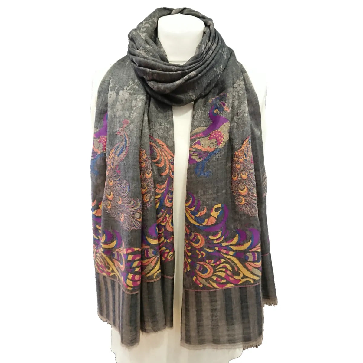 Large Fine Pashmina Stole with Patterned Design