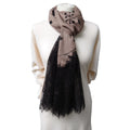 100% Pure Pashmina Cashmere Stole - Large Scarf With Embroidery And Lace - TCG London