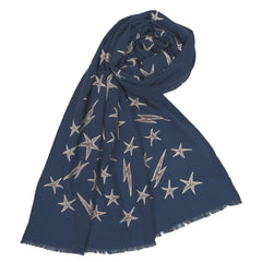 Large Pashmina Stole with Velvet Stars