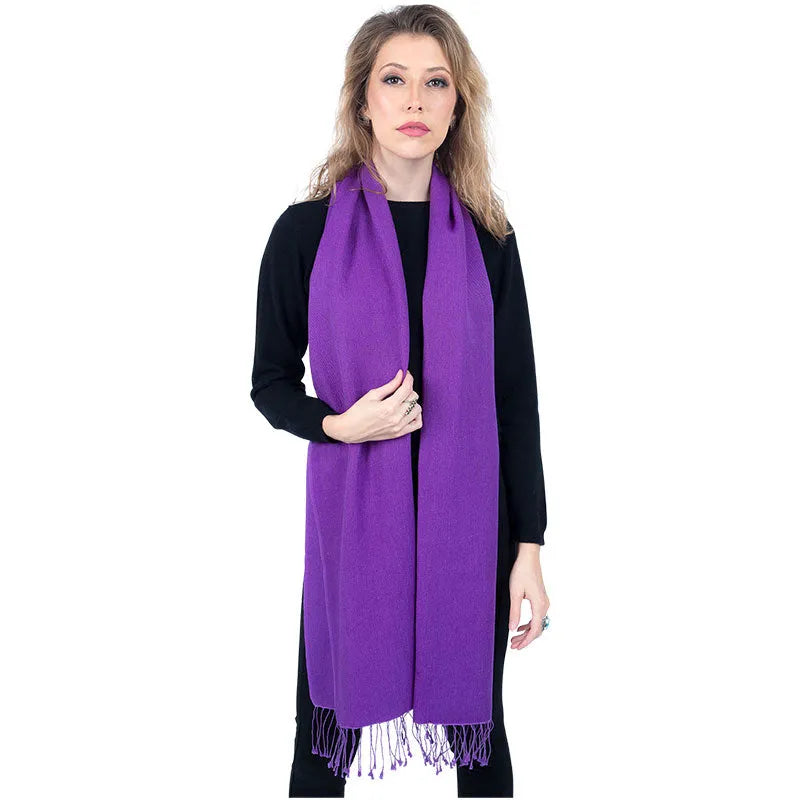 Purple Cashmere and Pashmina Scarf - TCG London