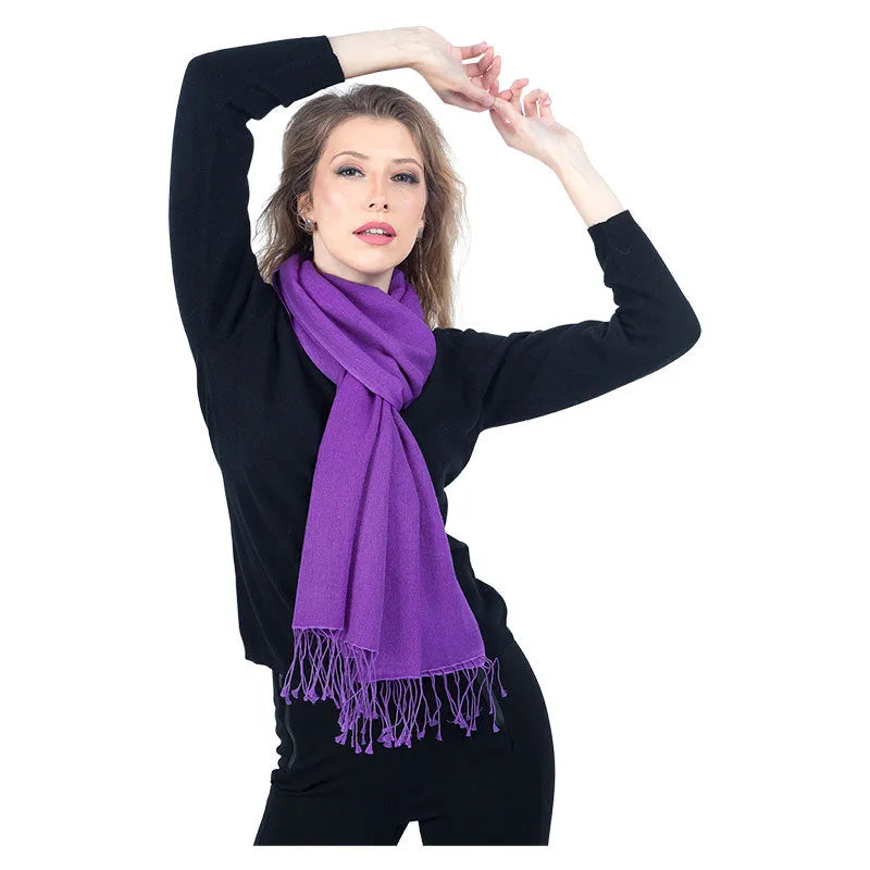 Purple Cashmere and Pashmina Scarf - TCG London