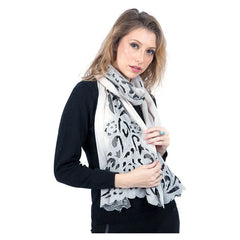 Silver Grey Cut-Out Design Pashmina Cashmere Stole - TCG London