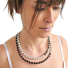 Dual Row Bicolour Swarovski Crystals Necklace