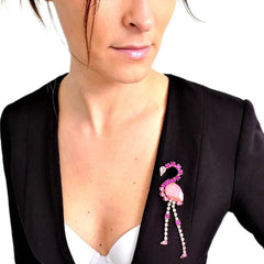 Swarovski Crystals Pink Flamingo Brooch - TCG London