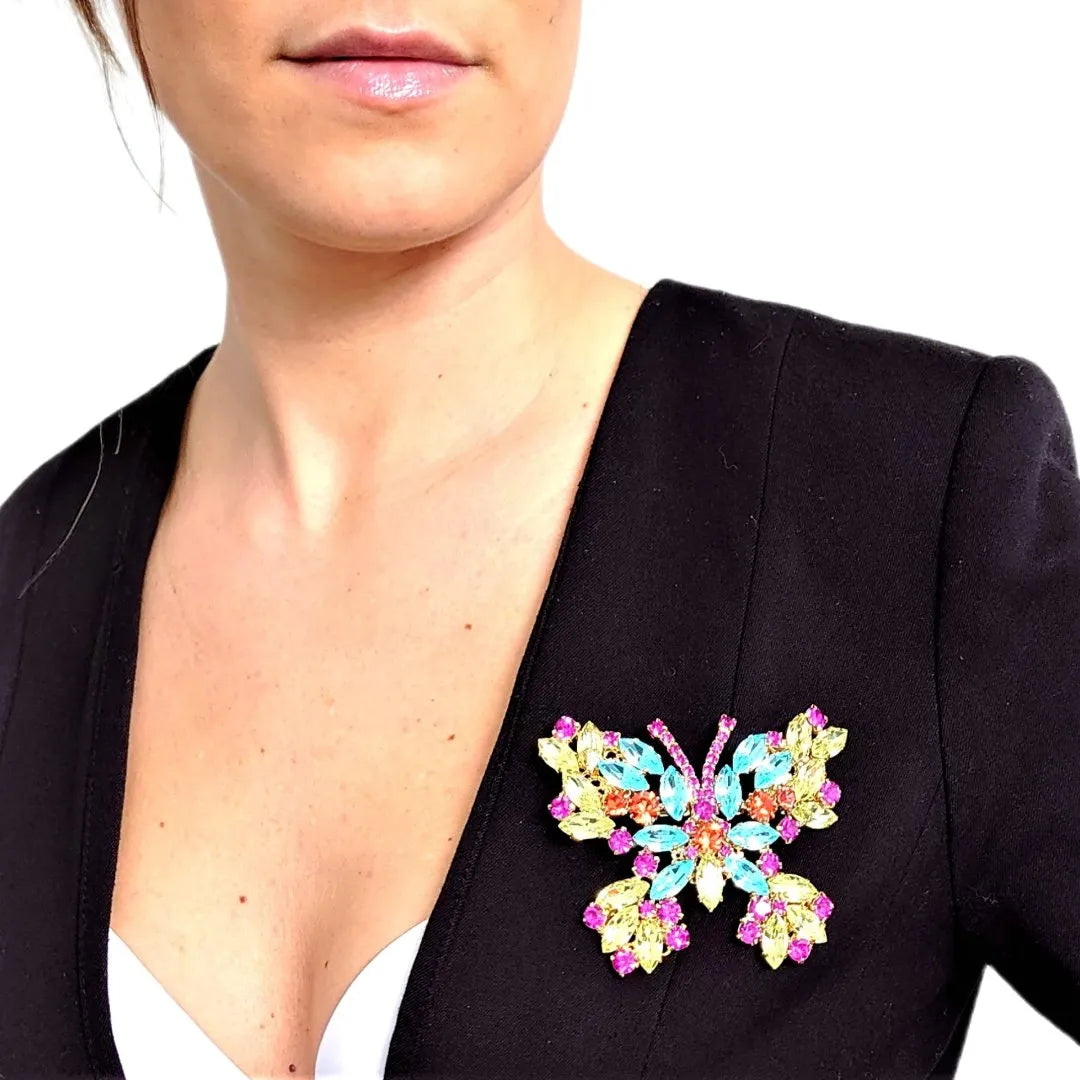 Large Swarovski Crystals Butterfly Statement Brooch - TCG London