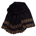 Black Large Pashmina Shawl with Crystal Beads Border Media