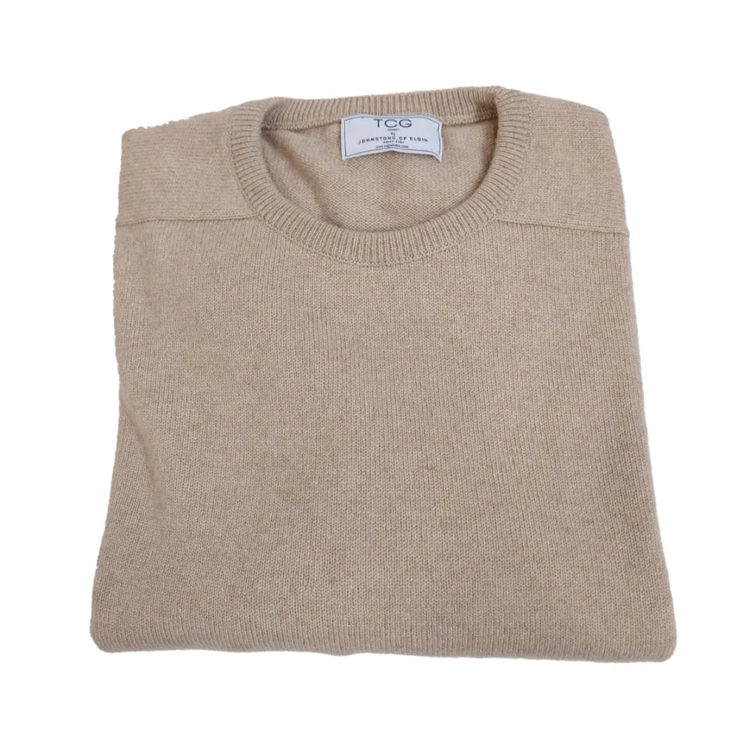 Cashmere Loose Fit Saddle Shoulder Round Neck Jumper With Turnback Cuffs