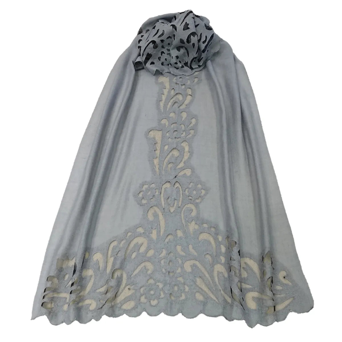 Grey Cut-Out Design Pashmina Cashmere Stole - TCG London