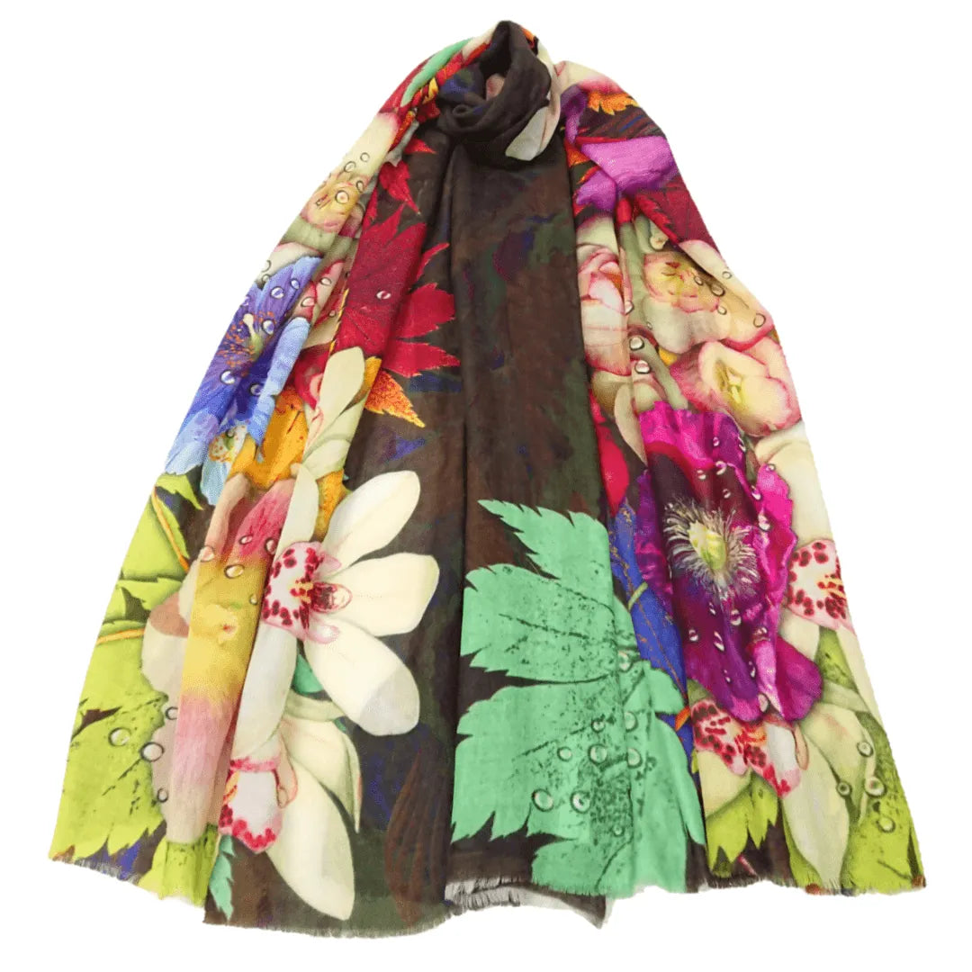 Pashmina Shawl Morning Dew Flowers