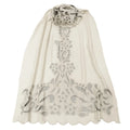 Off White Cut-Out Design Pashmina Cashmere Stole - TCG London