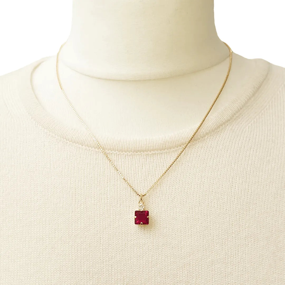 Small Swarovski Crystals Square Pendant With Gold Fittings