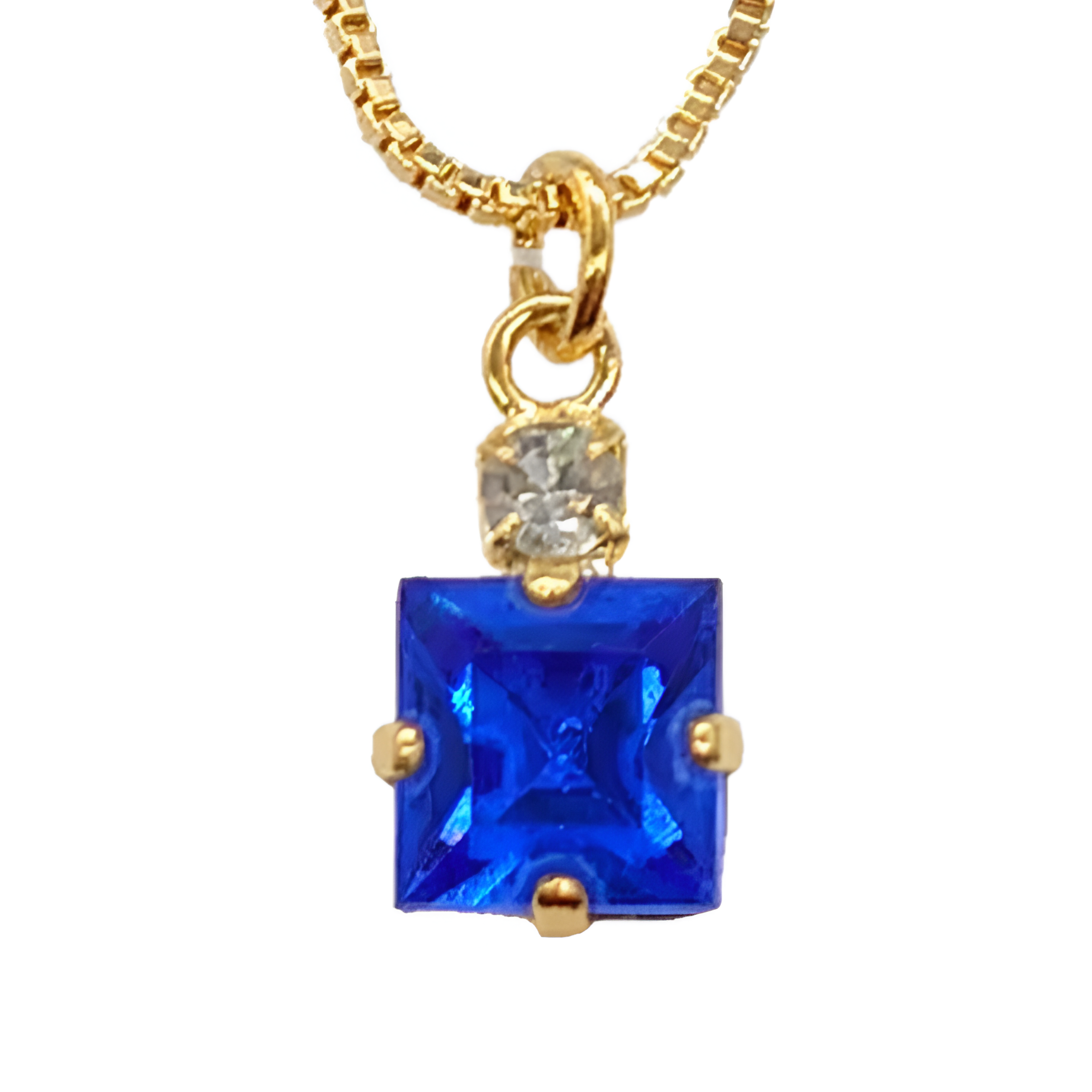 Small Swarovski Crystals Square Pendant With Gold Fittings