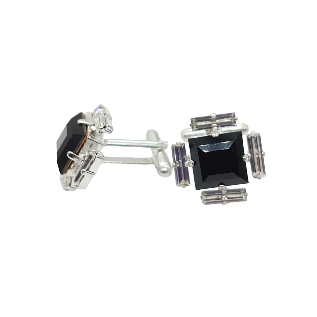 Swarovski Crystals Baguette Surround Square Cufflinks