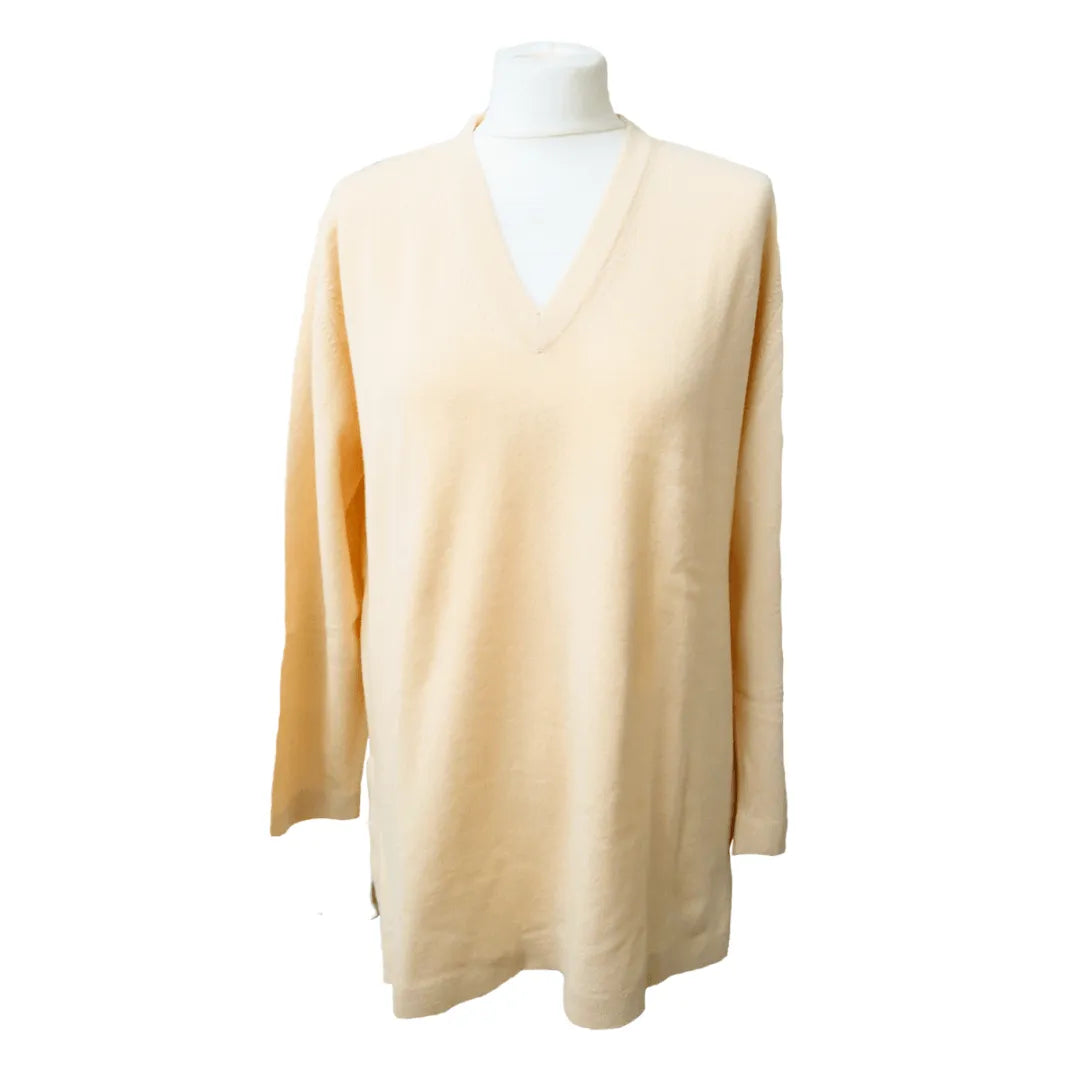 Loose Fit Cashmere V-Neck Long Tunic