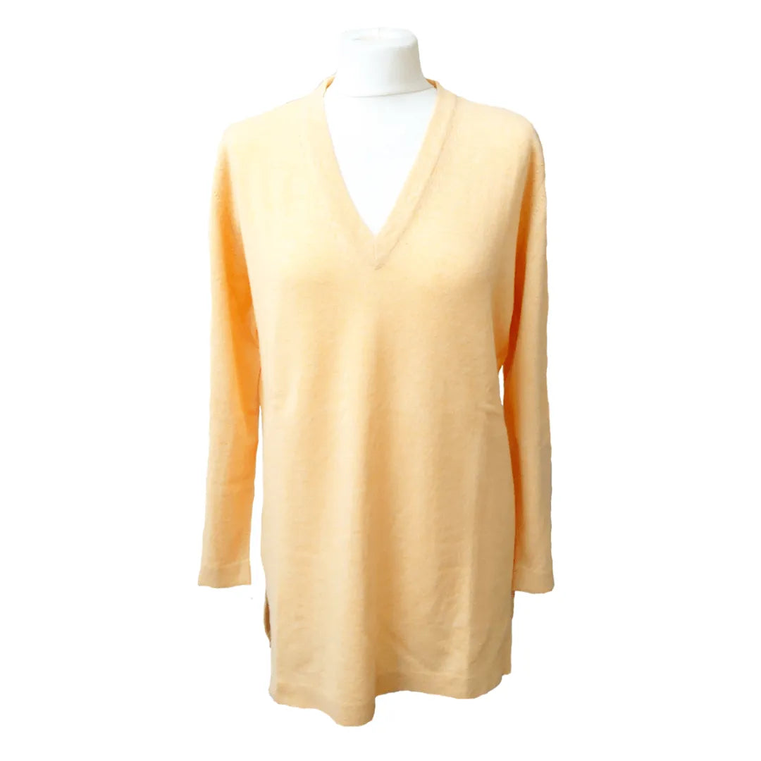 Loose Fit Cashmere V-Neck Long Tunic