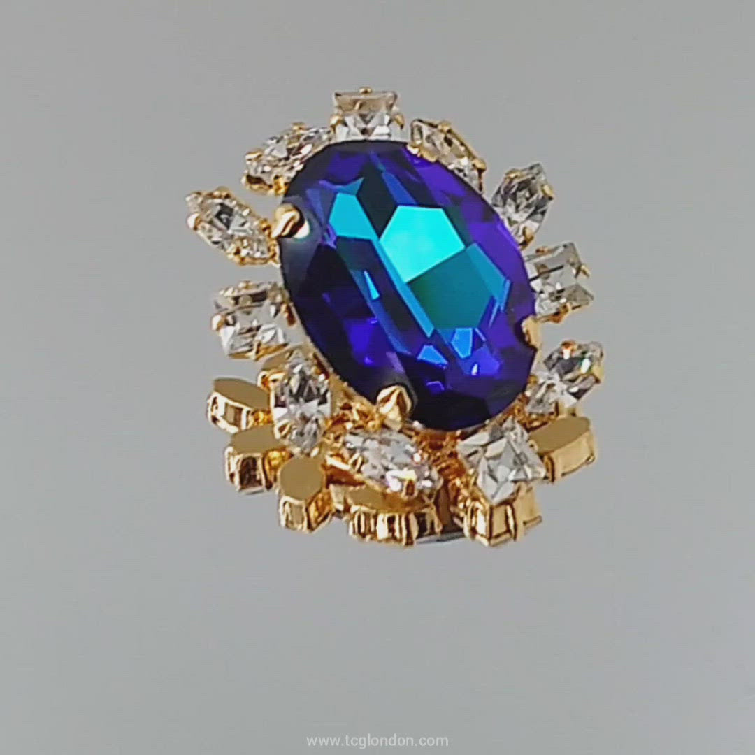 Crystal Dream Statement Brooch - Royal Blue - Swarovski Crystals