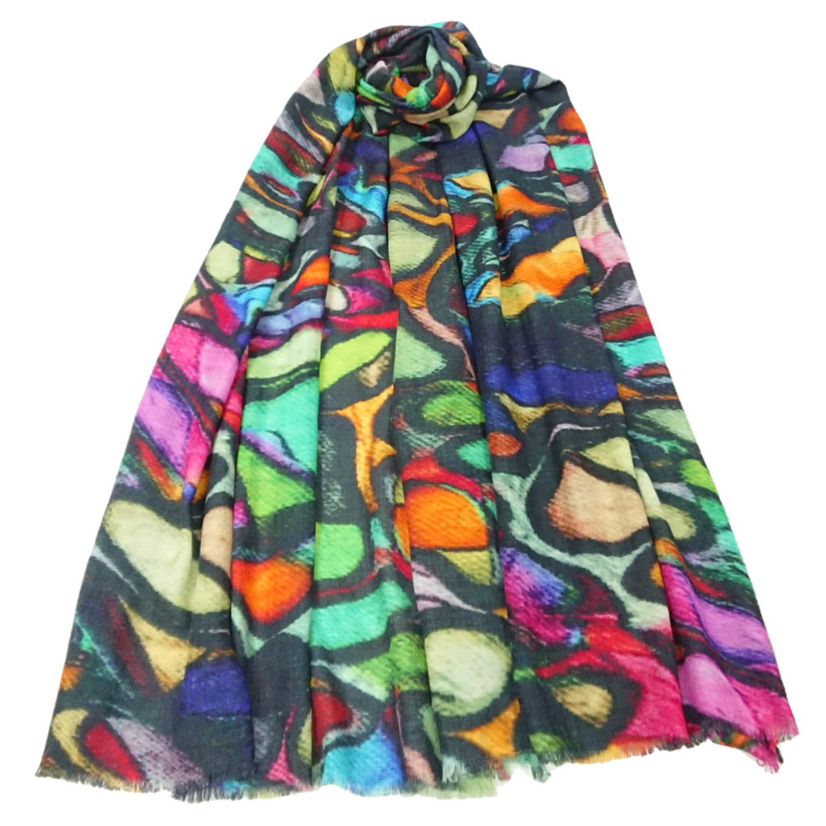 Fine Pashmina Stole - Large Scarf - Stained Glass Maxi Print