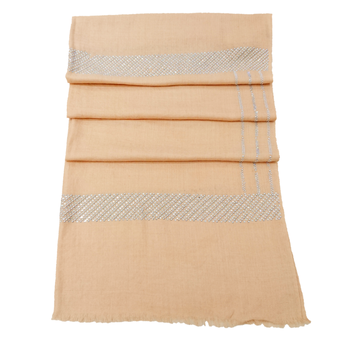 Ltd Edition Fine Pashmina Stole - Large Scarf With Hand-Applied Crystals - Camel