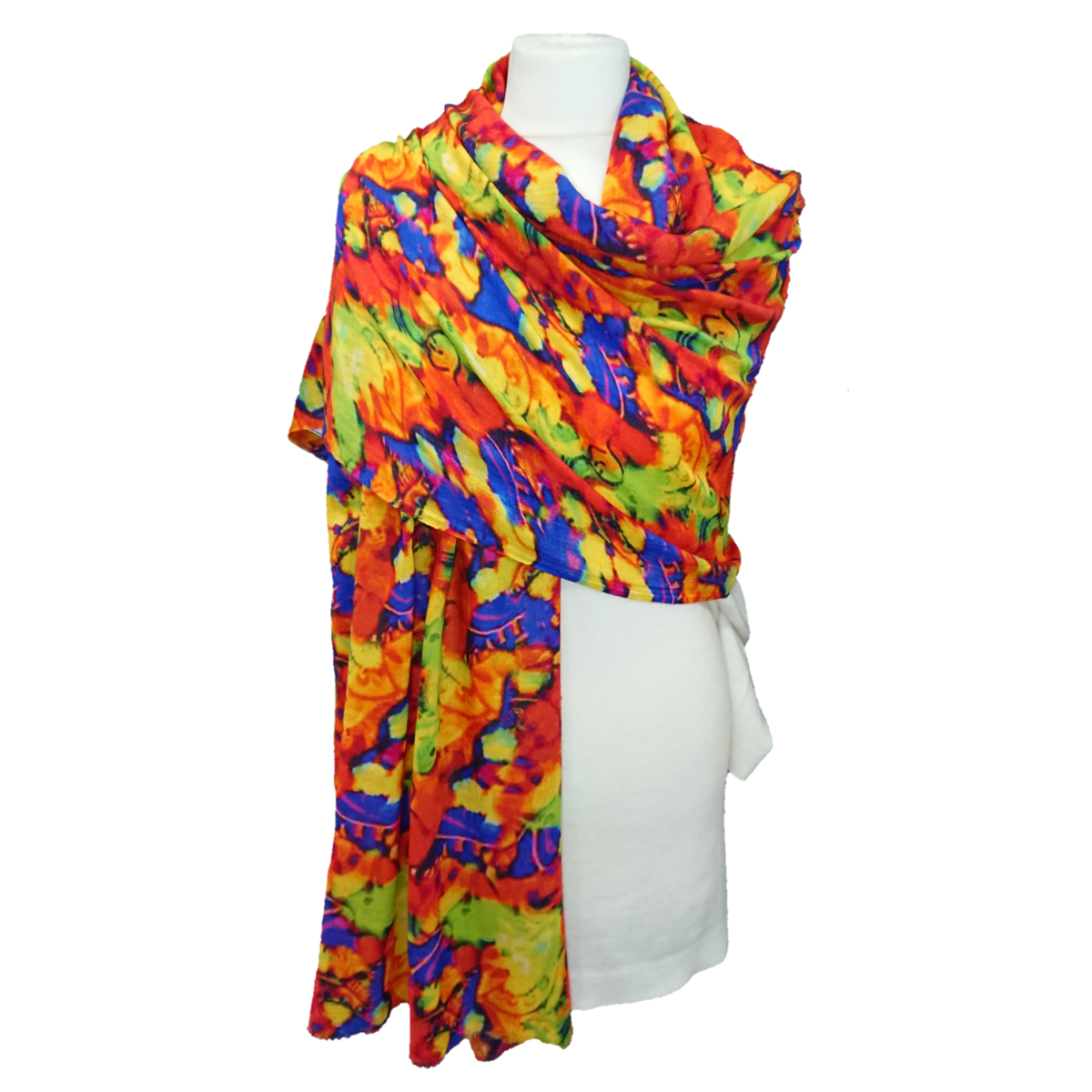 Fine Pashmina Stole - Large Scarf - Neon Abstract Print