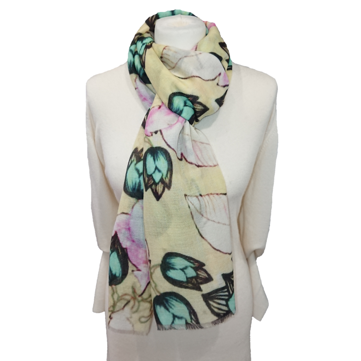 Ltd Edition 100% Pure Pashmina Cashmere Stole - Large Scarf - Tulips Print