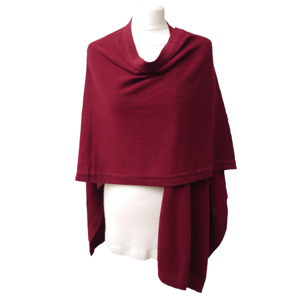 Lambswool And Silk Blend Cape - Wine Red