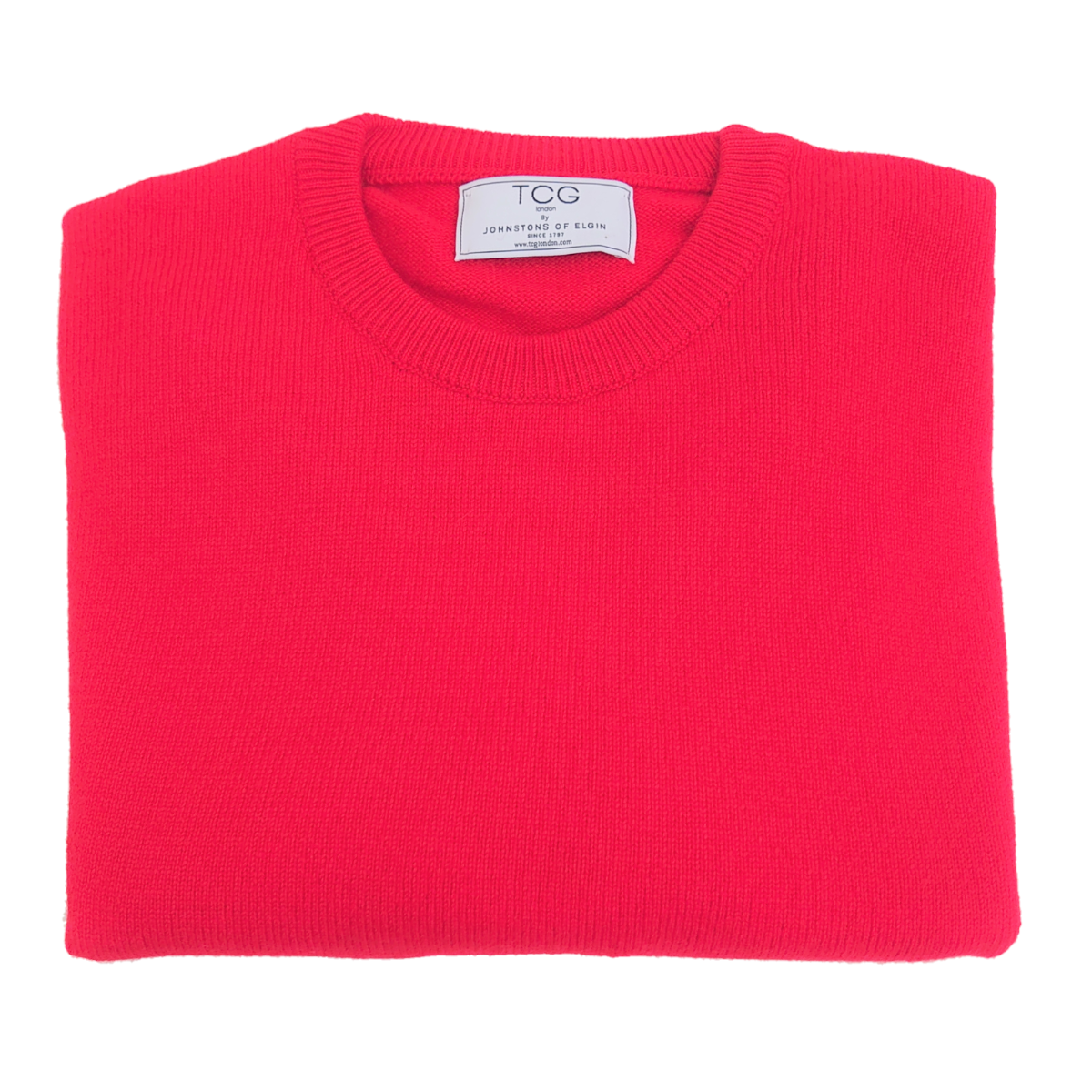 Men's Relaxed Fit Round Neck 100% Pure Cashmere Jumper - Red - M