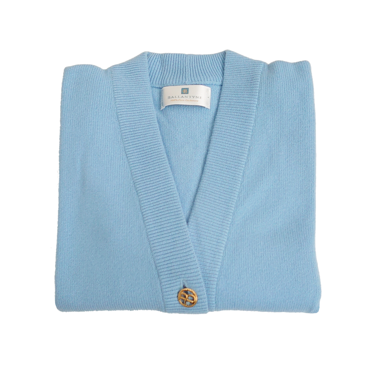 Ladies 100% Pure Cashmere Ballantyne Long, Loose Fit Classic Cardigan - Light Blue - M - L