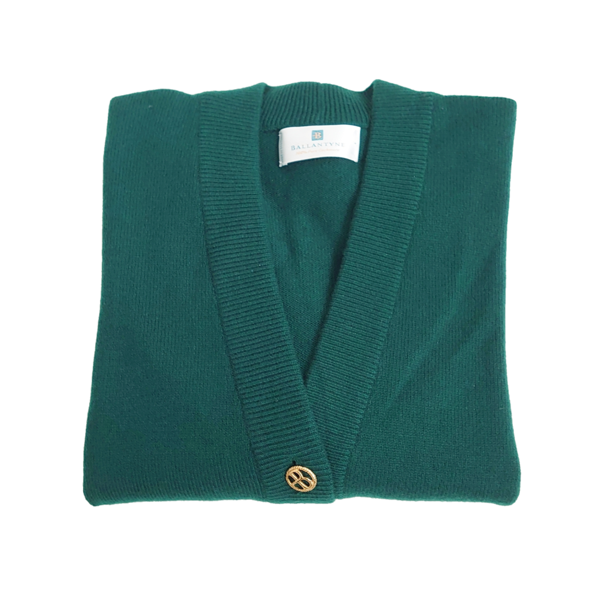 Ladies 100% Pure Cashmere Ballantyne Long, Loose Fit Classic Cardigan - Dark Green - M - L