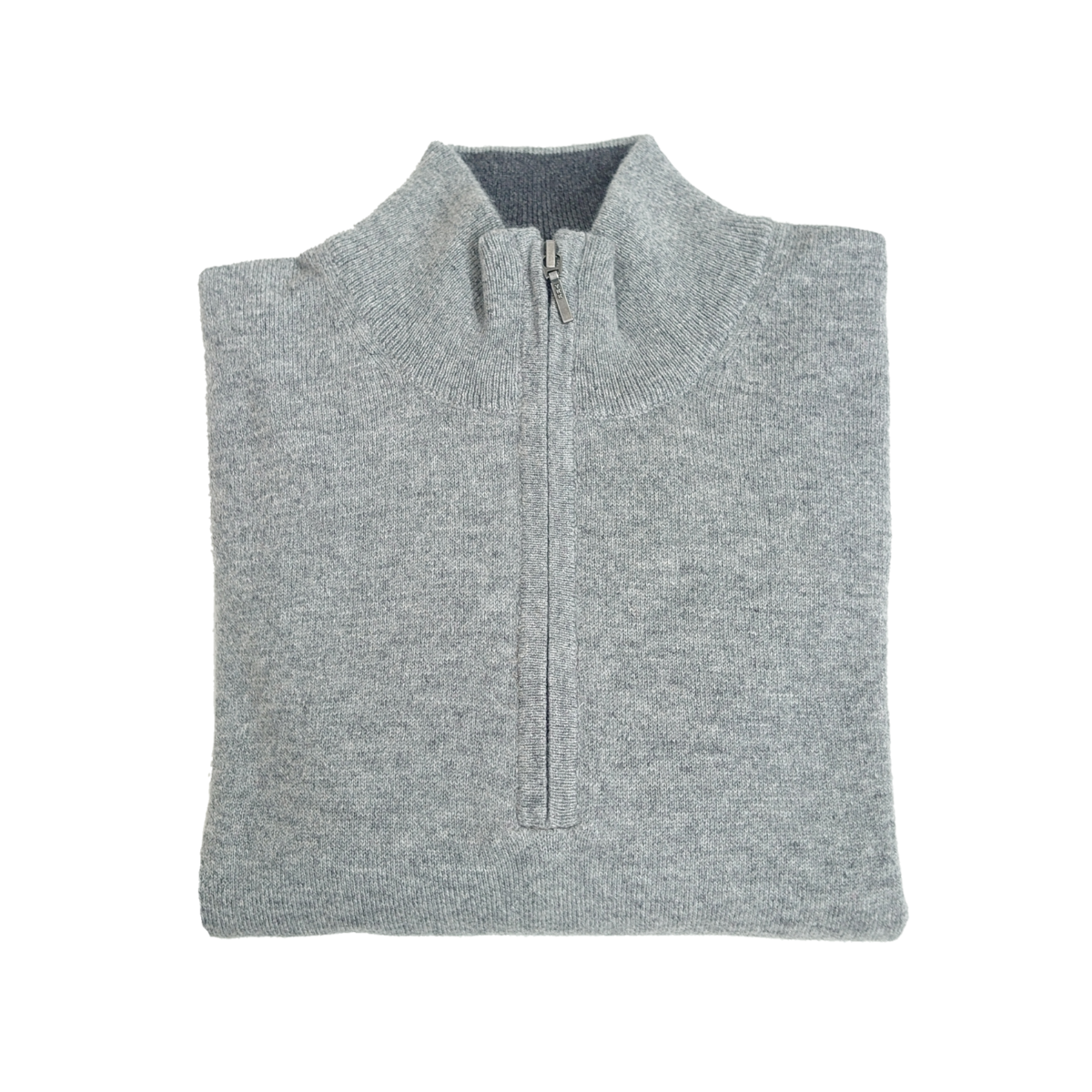 Men's Classic Fit Zip Neck 100% Pure Cashmere Jumper - Cloud Grey