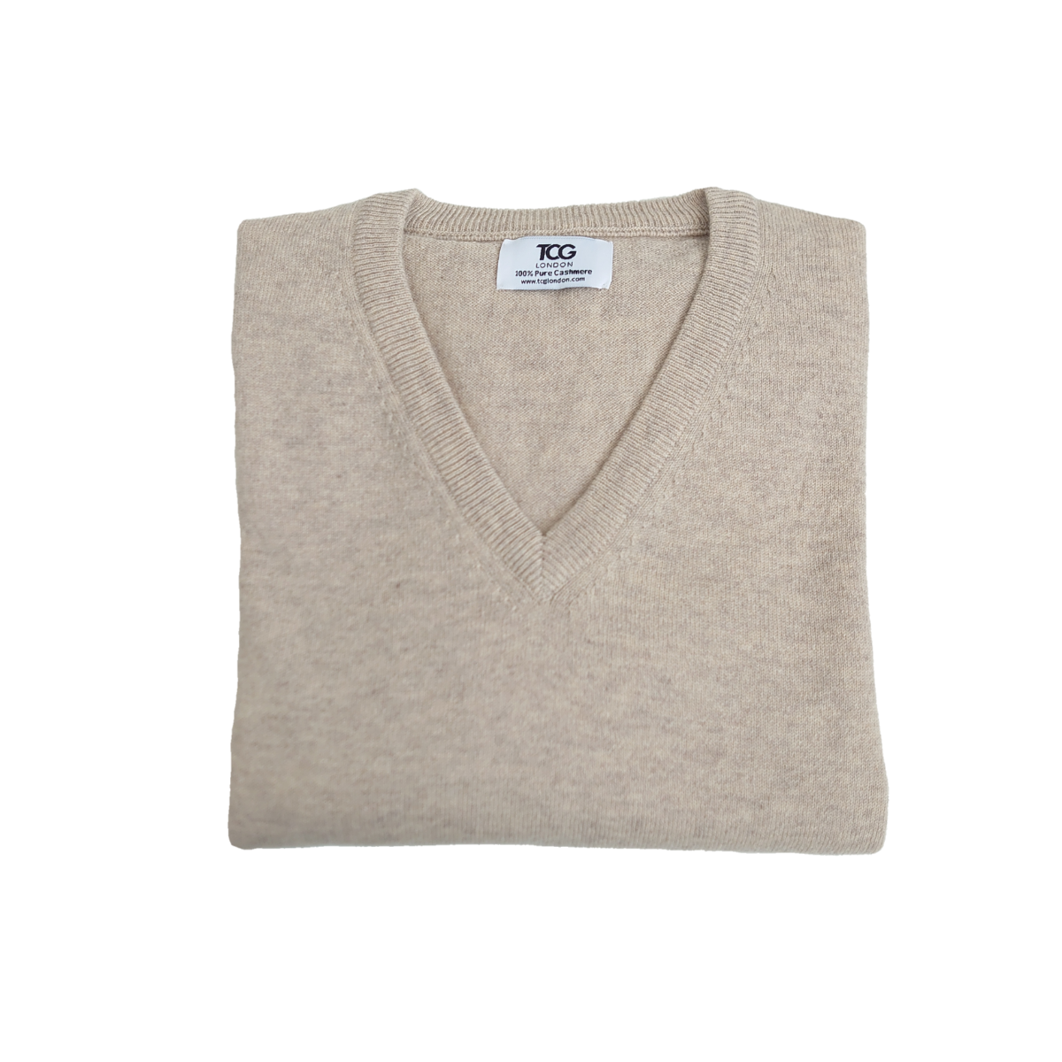 Men's Classic Fit V-Neck 100% Pure Cashmere Jumper - Alpaca Natural