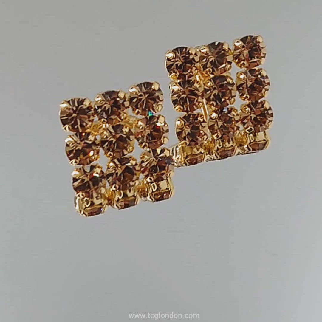 Statement Square Cufflinks - Topaz - Swarovski Crystals