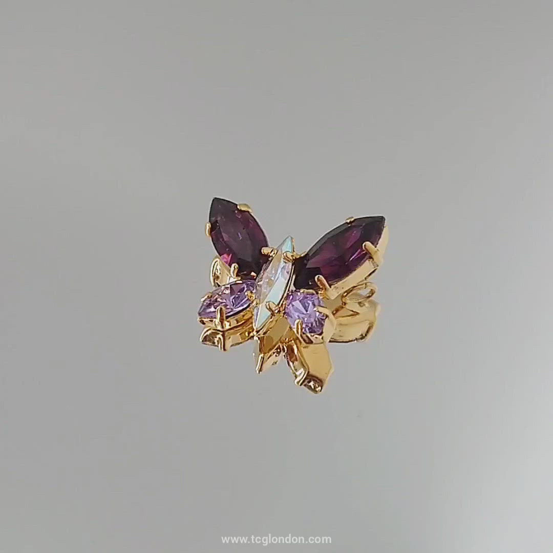 Butterfly Pendant - Purple (Gold) - Swarovski Crystals