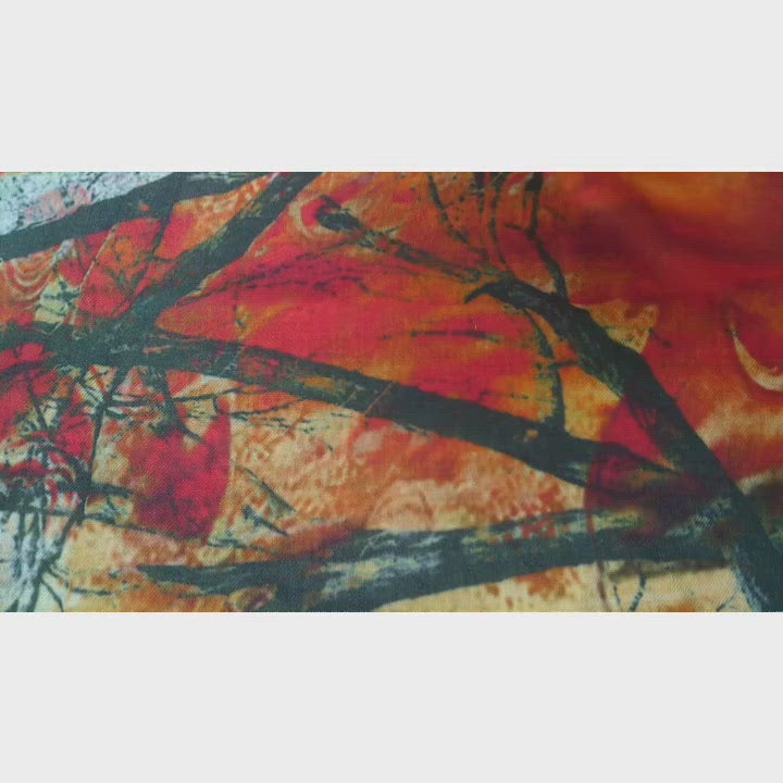 Fine Pashmina Stole - Large Scarf - Autumn Branches Print