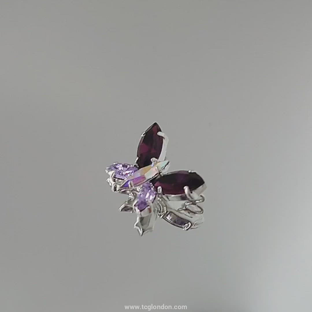 Butterfly Pendant - Purple (Silver) - Swarovski Crystals