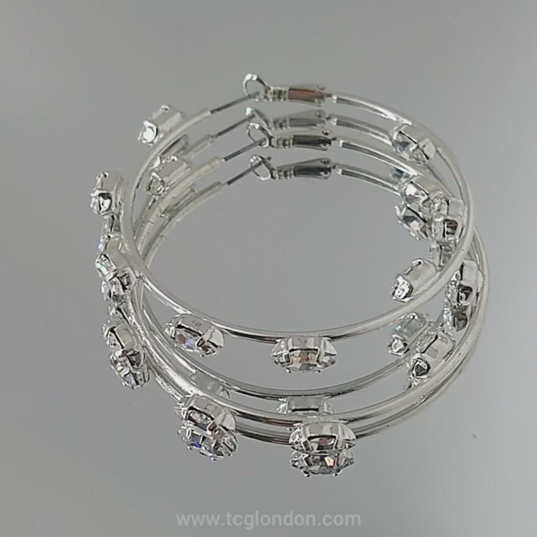 Marquise Hoop Earrings - Clear - Swarovski Crystals