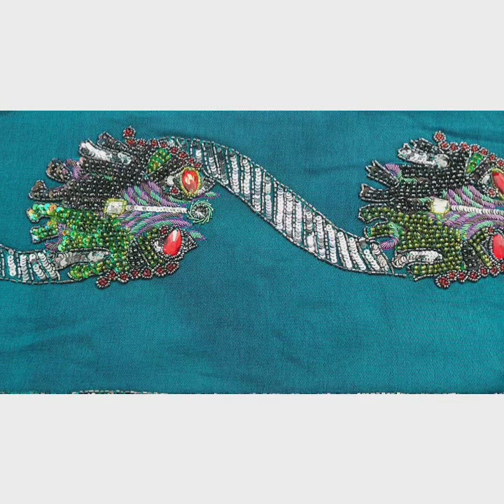 Exclusive Luxury Pashmina With Beaded Design - Teal