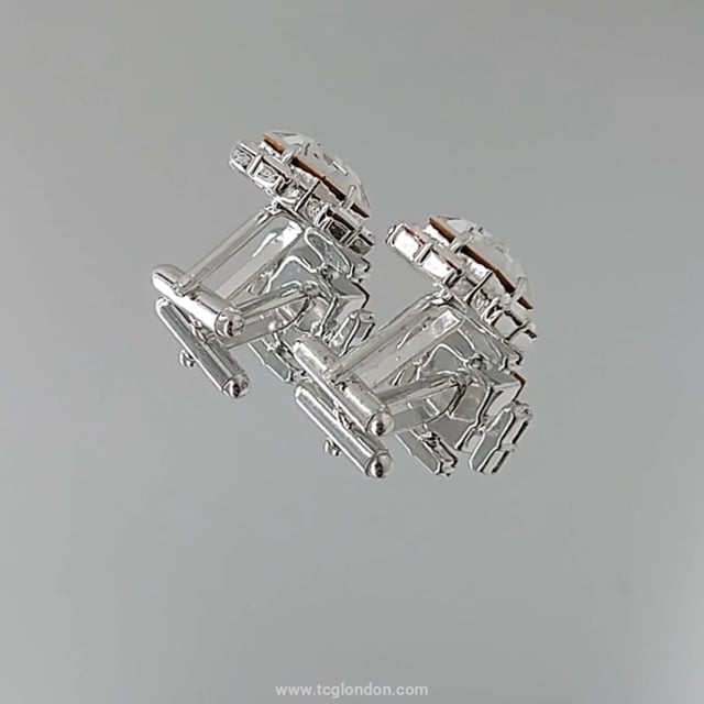 Baguette Surround Square Cufflinks - Clear - Premium Luxury Crystals