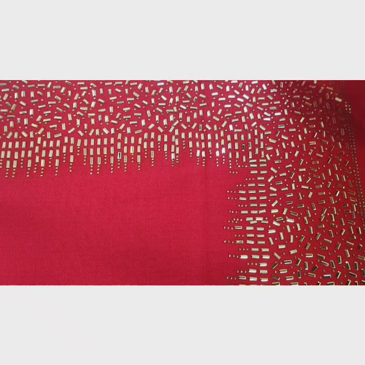 Exclusive, Limited Edition Luxury Pashmina Stole With Crystals - Red-Gold