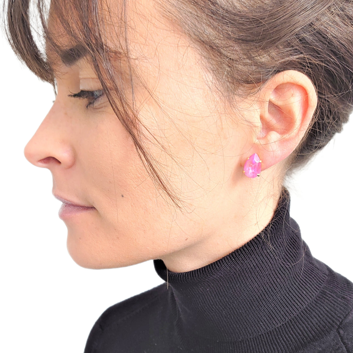 Teardrop Stud Earrings - Swarovski Crystals