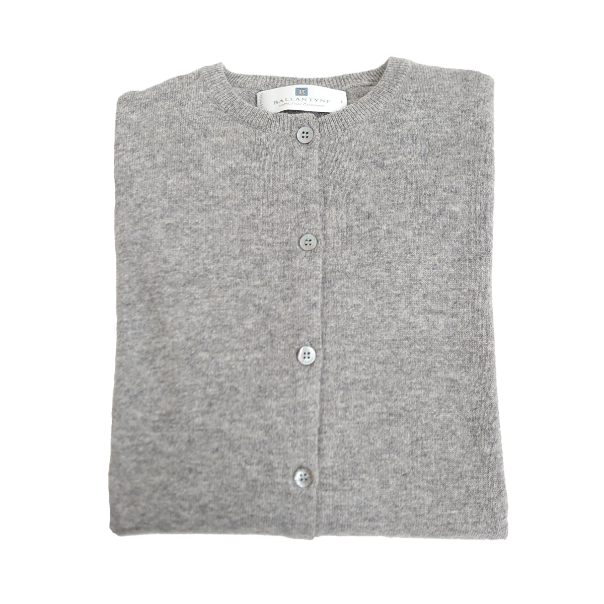 Ladies 100% Pure Cashmere Loose Fit Round-Neck Cardigan - Classic Grey - XL