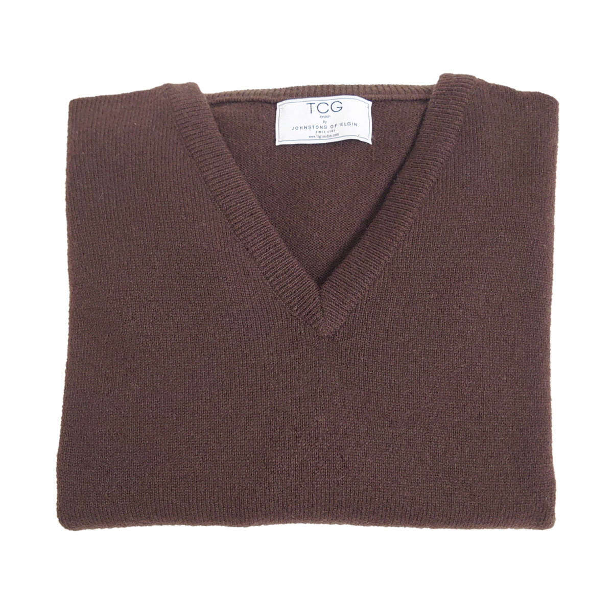 Men's Relaxed Fit V-Neck 100% Pure Cashmere Jumper - Dark Brown - XXL