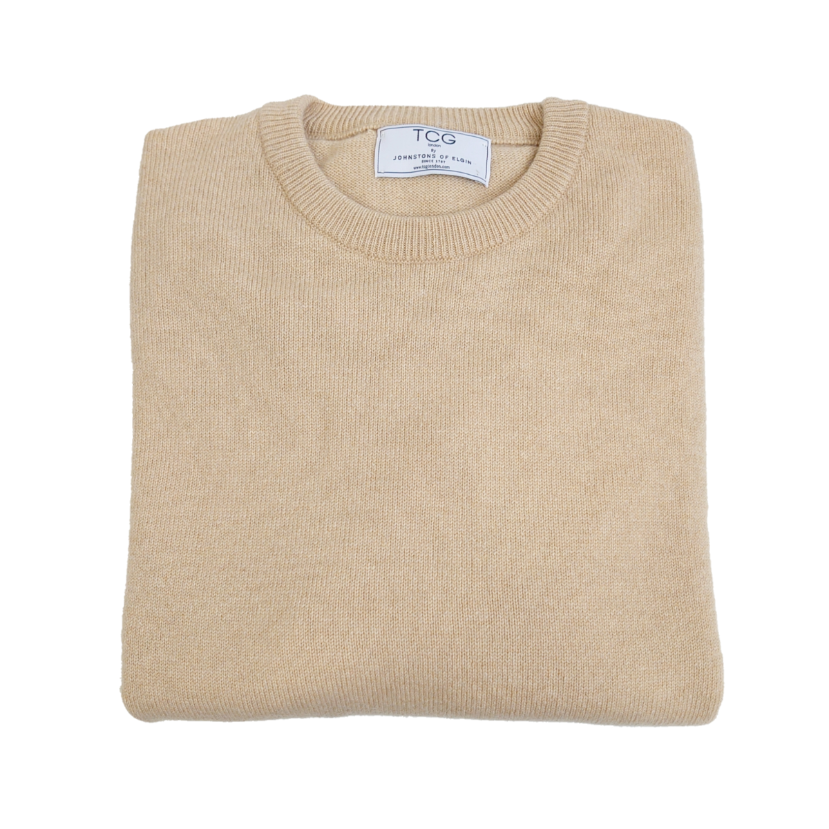 Men's Relaxed Fit Round Neck 100% Pure Cashmere Jumper - Natural - XXL