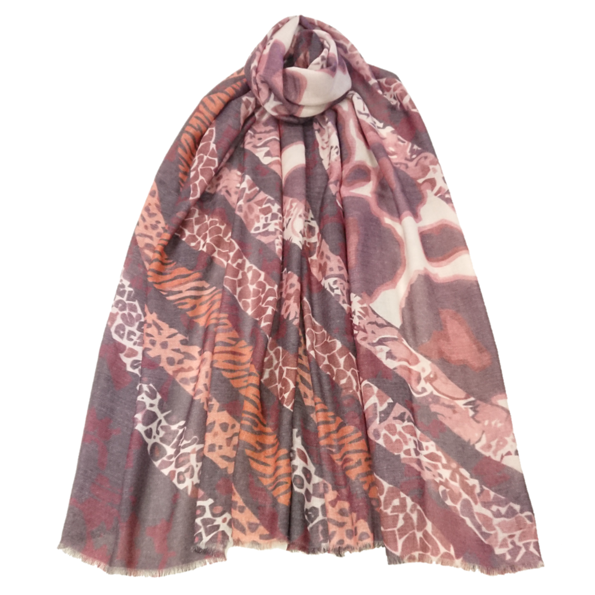 Ltd Edition 100% Pure Pashmina Cashmere Stole - Large Scarf - Abstract Pelts Patterns Print