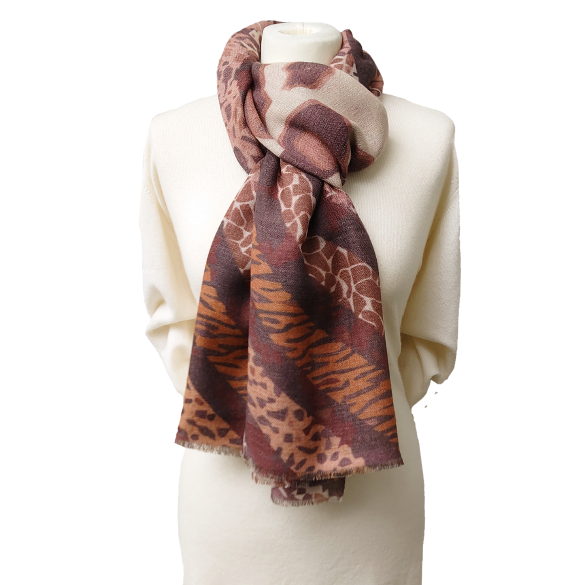 Ltd Edition 100% Pure Pashmina Cashmere Stole - Large Scarf - Abstract Pelts Patterns Print