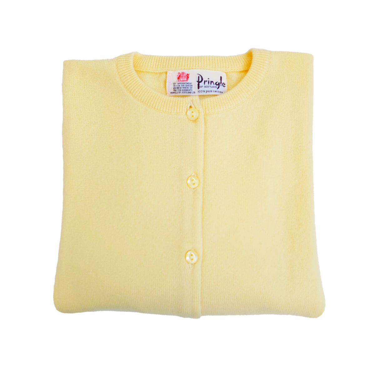 Ladies 100% Pure Cashmere Loose Fit, Drop Shoulder Round-Neck Cardigan - Pale Yellow - XXL