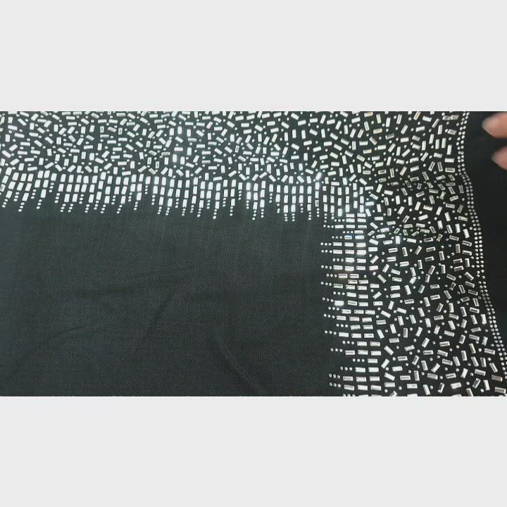 Exclusive, Limited Edition Luxury Pashmina Stole With Crystals - Black-Silver