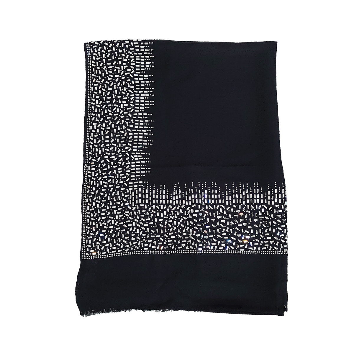 Exclusive, Limited Edition Luxury Pashmina Stole With Crystals - Black-Silver