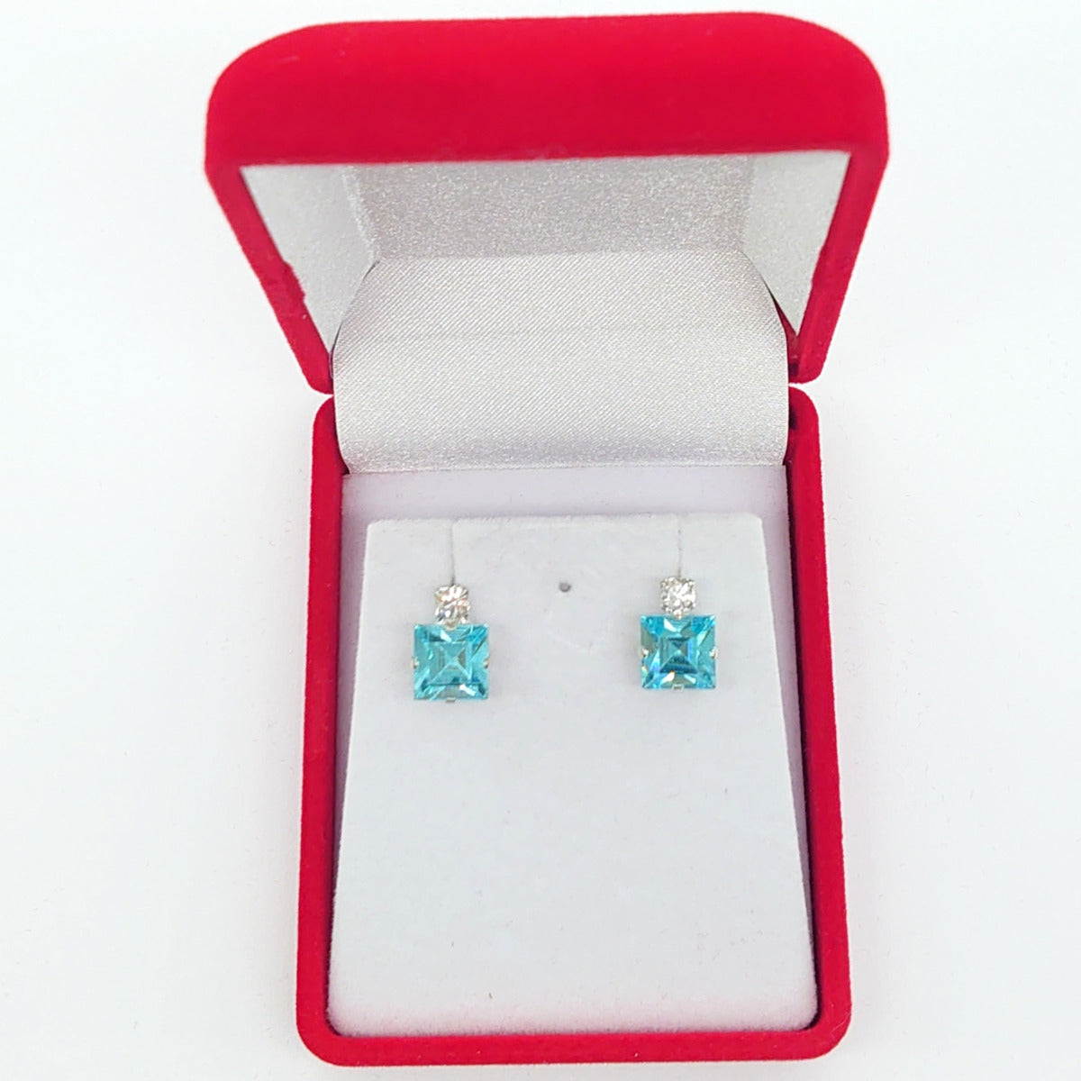 Small Square Earrings - Swarovski Crystals - Silver Fittings